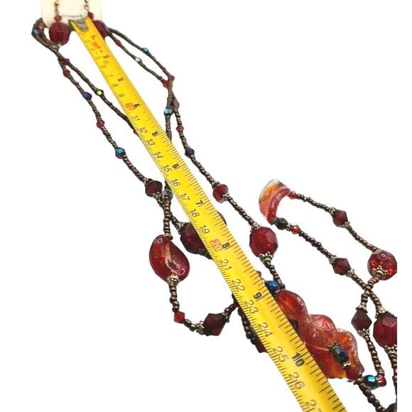 Necklace Set Red Orange Acrylic Beads Matching Earrings Bold Fashion Jewelry - Picture 4 of 4